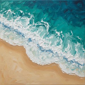 Rhythmic Surge: A Sculptural Symphony Of White Impasto And Turquoise Depths — David Moreau, Plaster & Texture Art