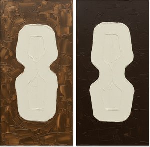Dualities Of Earth And Shadow: A Monumental Impasto Biomorphic Diptych — Laurent Fabre, Neo-abstract