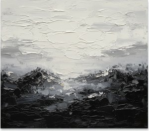 Monolithic Shadows In Ethereal Light: A Singular Study Of Sculptural Monochrome Terrain — David Moreau, Plaster & Texture Art