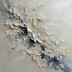 Celestial Surge In Navy And Gold: A Monumental Study Of Organic Motion — David Moreau, Contemporary Abstract
