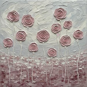 Ephemeral Rose Petals In Sculptural Impasto: A Monochromatic Study Of Timeless Serenity — David Moreau