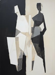 Architectural Shadows In Monochromatic Silence: A Singular Study Of Geometric Duality — Laurent Fabre, Neo-abstract Art (modern Abstract Compositions)