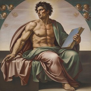 The Divine Revelation In Chiaroscuro: A Singular Vision Of Eternal Contemplation — Marc Duvallier, High Renaissance
