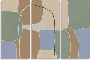 Ethereal Flow Of Interlocking Earth Tones In A Serene Organic Triptych — Laurent Fabre