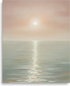 Sunlit Path Over Muted Peach And Sage Tides — Laurent Roche