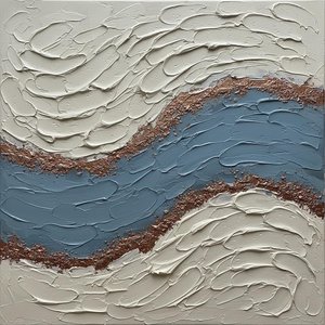 Ethereal Slate Tides With Sculptural Bronze Veins In A Singular Masterpiece — David Moreau, Contemporary Abstract