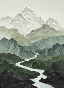 Serpentine Passage Through Layered Epochs Of Mist-shrouded Ascent — Laurent Fontaine, Organic Modern Art (nature + Minimal Fusion)