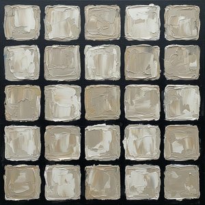 Monolithic Grid Of Tactile Earth Tones In A Meditative Impasto Composition — Laurent Vionnet, Minimalist Art
