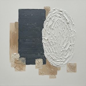 Monolithic Echoes In Charcoal And Sculpted White With Earthy Ochre Textures — David Moreau, Plaster & Texture Art