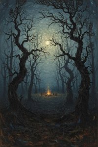 Embers Of The Silent Watch: A Nocturnal Sanctuary — Clément Delorme, Tonalism