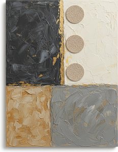 Monolithic Quadrant In Charcoal And Gold With Ethereal Sanded Orbs — David Moreau