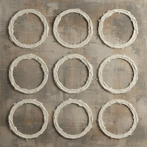 Fragmented Echoes Of Time: A Sculptural Study In Monochromatic Impasto Rings — David Moreau