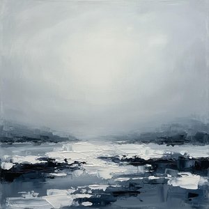 Ephemeral Tides Of Midnight: A Monochromatic Study In Sculptural Frost And Void — Laurent Vionnet, Minimalist Art