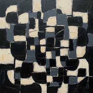 Fragmented Monolith: A Singular Study of Obsidian Shadows and Tactile Grey Abstraction