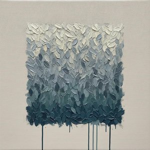 Descending Teal Tones In Textured Impasto Layers — David Moreau