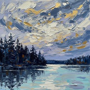 Gilded Twilight Over Silent Waters: A Monumental Study In Slate And Gold — Christian Noiret