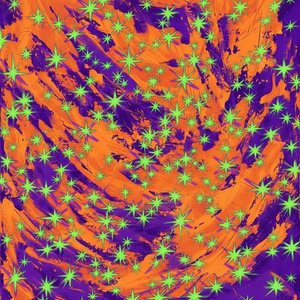 Centrifugal Radiance: A Visceral Symphony Of Neon Stars And Swirling Violet Impasto — Caroline Pelletier