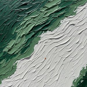 Emerald Tides And Sculptural White: A Monumental Study In Textured Chaos — David Moreau, Plaster & Texture Art