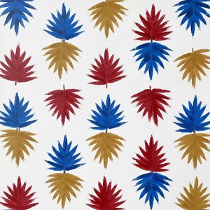 Rhythmic Crimson And Azure Embers In A Meditative Golden Geometric Dance — Julien Vasseur