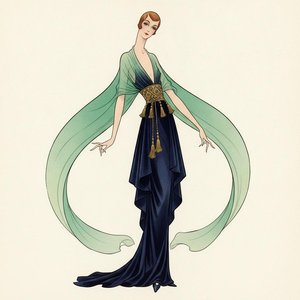 Navy Silk And Gold Embroidery In Seafoam Arcs — Valentin Laurent De Courcey