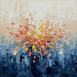 Celestial Radiance: An Explosive Symphony Of Navy, Ochre, And Sculptural Light — Christian Noiret, Contemporary Abstract