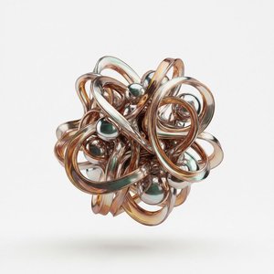 Celestial Convergence Of Gilded Ribbons And Polished Silver Orbs In Eternal Motion — Laurent Blanc