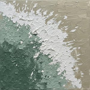Ethereal Surge Of Sage And White In A Sculptural Impasto Movement — David Moreau, Contemporary Abstract