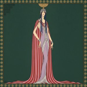 Golden Circlet And Striped Drapery In Forest Green — Valentin Laurent De Courcey