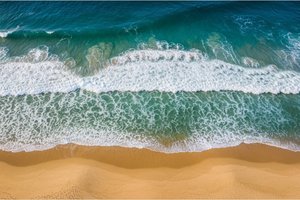 Ethereal Tides Of Gold And Teal: A Singular Meditative Coastal Horizon — Laurent Roche