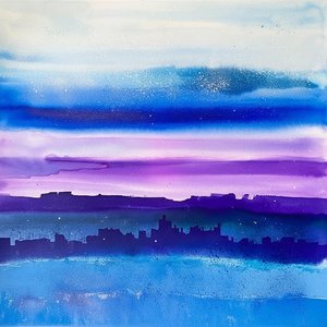 Ethereal Twilight Horizon: A Singular Study in Indigo Mist and Celestial Stardust