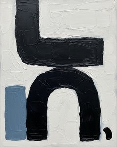 Monolithic Silence: A Sculptural Study Of Weight And Muted Blue Shadows — Laurent Fabre, Neo-abstract Art (modern Abstract Compositions)