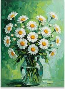 Emerald Radiance: A Singular Impasto Study Of Verdant Blooms And Golden Light — Christian Noiret