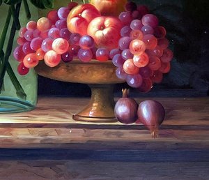 Baroque Roses And Red Wine Still Life