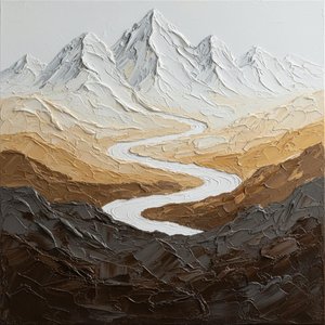Monolithic Silence: A Sculptural Journey Through Earth, Ochre, And Frozen Peaks — David Moreau, Plaster & Texture Art