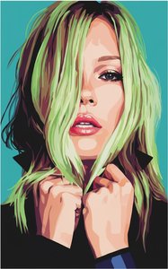 Fragmented Verdant Veil: A Singular Study In Graphic Shadows And Emerald Strands — Caroline Pelletier
