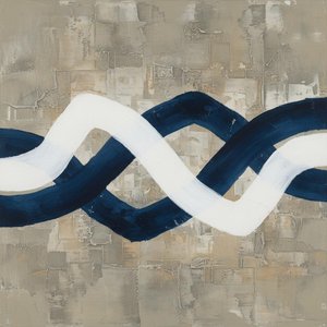 Rhythmic Interplay Of Navy And White Amidst A Textured Monolithic Landscape — Laurent Fabre, Neo-abstract Art