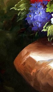 Romantic Floral Still Life On Stone Ledge