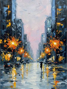 Luminous Echoes Of A Midnight Metropolis In Heavy Impasto Texture — Christian Noiret