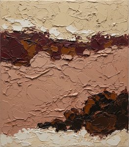 Monolithic Strata In Dusty Rose And Burnt Umber: A Singular Sculptural Earth Study — David Moreau, Plaster & Texture Art