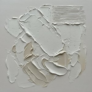 Monolithic Silence: A Sculptural Study In Creamed Impasto And Ethereal Light — David Moreau, Plaster & Texture Art