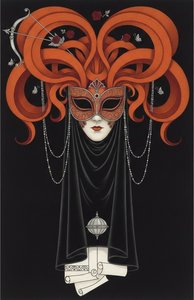 Crimson Roses And Silver Arrows Amidst Flaming Tendrils — Valentin Laurent De Courcey