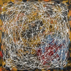 Ephemeral Threads Of Chaos Amidst A Primordial Web Of Ochre And Shadow — Laurent Lefèvre, Abstract Expressionism