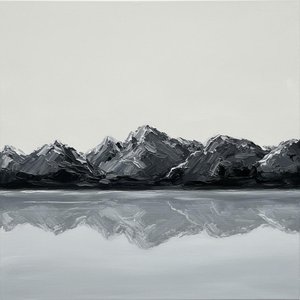 Monolithic Silence: A Meditative Study Of Charcoal Peaks And Reflective Mist — Laurent Roche