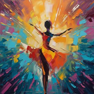 Radiant Emergence: A Singular Explosion Of Golden Light And Primal Silhouette — Christian Noiret, Contemporary Abstract