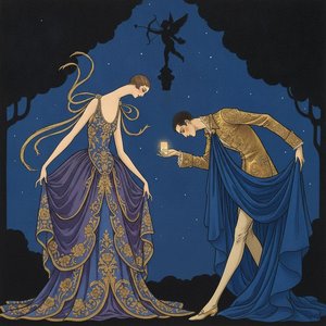Golden Filigree Figures Beneath A Midnight Canopy — Valentin Laurent De Courcey