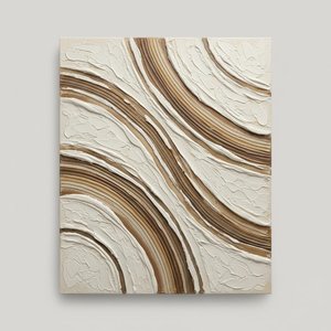 Earthen Rhythms In Sculptural Ochre And Cream Monochromatic Impasto Relief — David Moreau, Plaster & Texture Art