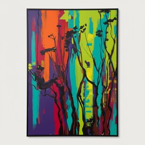 Chromatic Spires: An Energetic Dance Of Silhouetted Shadows And Vibrant Vertical Rhythms — Caroline Pelletier
