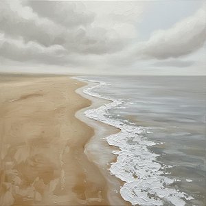 Ethereal Tides In Ochre And Slate: A Meditative Study Of Coastal Solitude — David Moreau