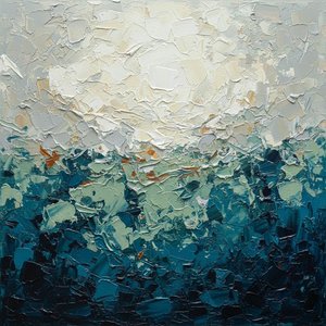 Ethereal Horizon: A Monumental Study In Luminous Cream And Deep Oceanic Shadows — Christian Noiret, Contemporary Abstract Painting