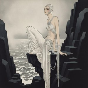 A Solitary Figure Amidst Charcoal Monoliths And Muted Tides — Valentin Laurent De Courcey